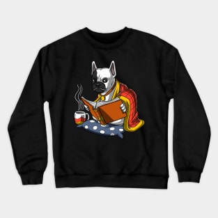 French Bulldog Reading Book Crewneck Sweatshirt